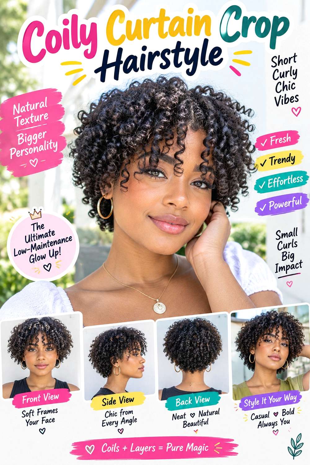 Coily Curtain Crop Hairstyle