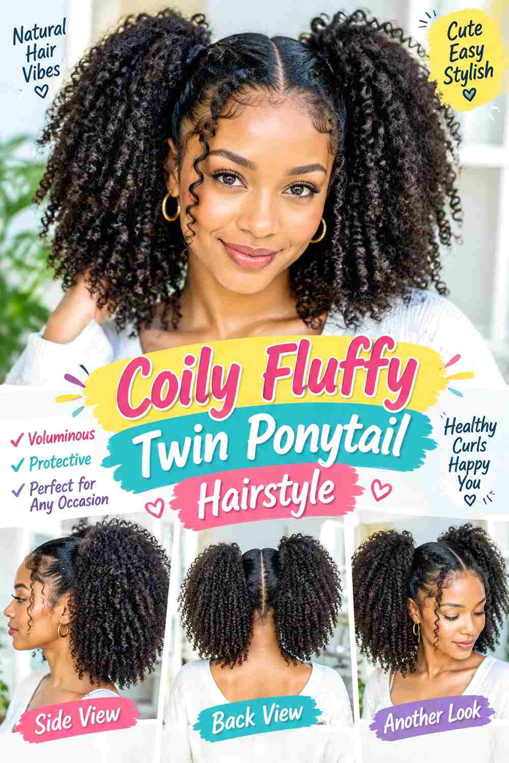 Coily Fluffy Twin Ponytail Hairstyle