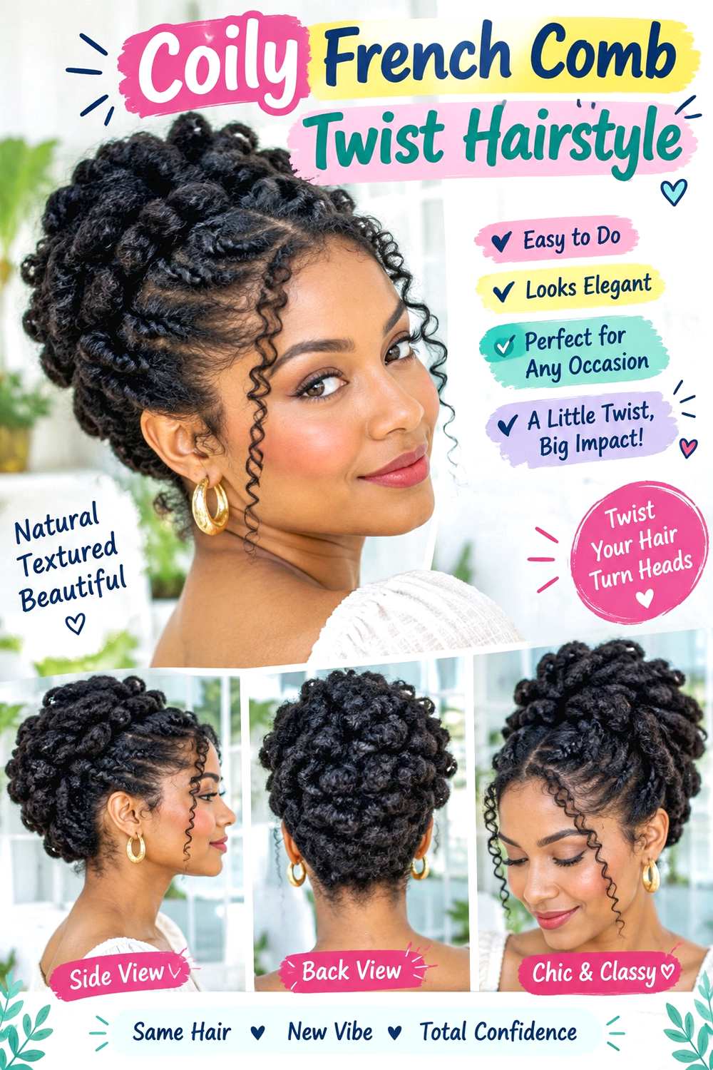 Coily French Comb Twist Hairstyle
