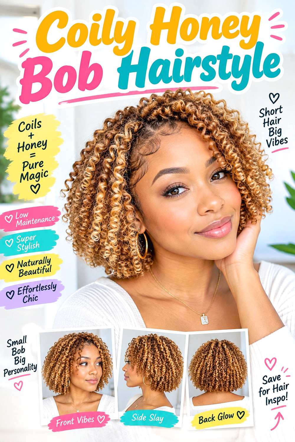 Coily Honey Bob Hairstyle