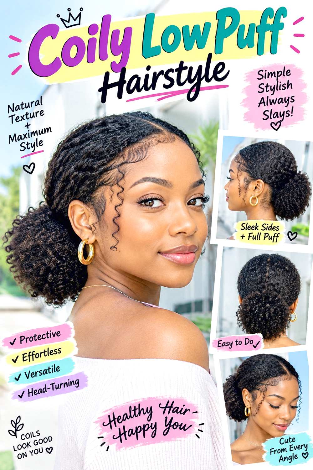 Coily Low Puff Hairstyle ()