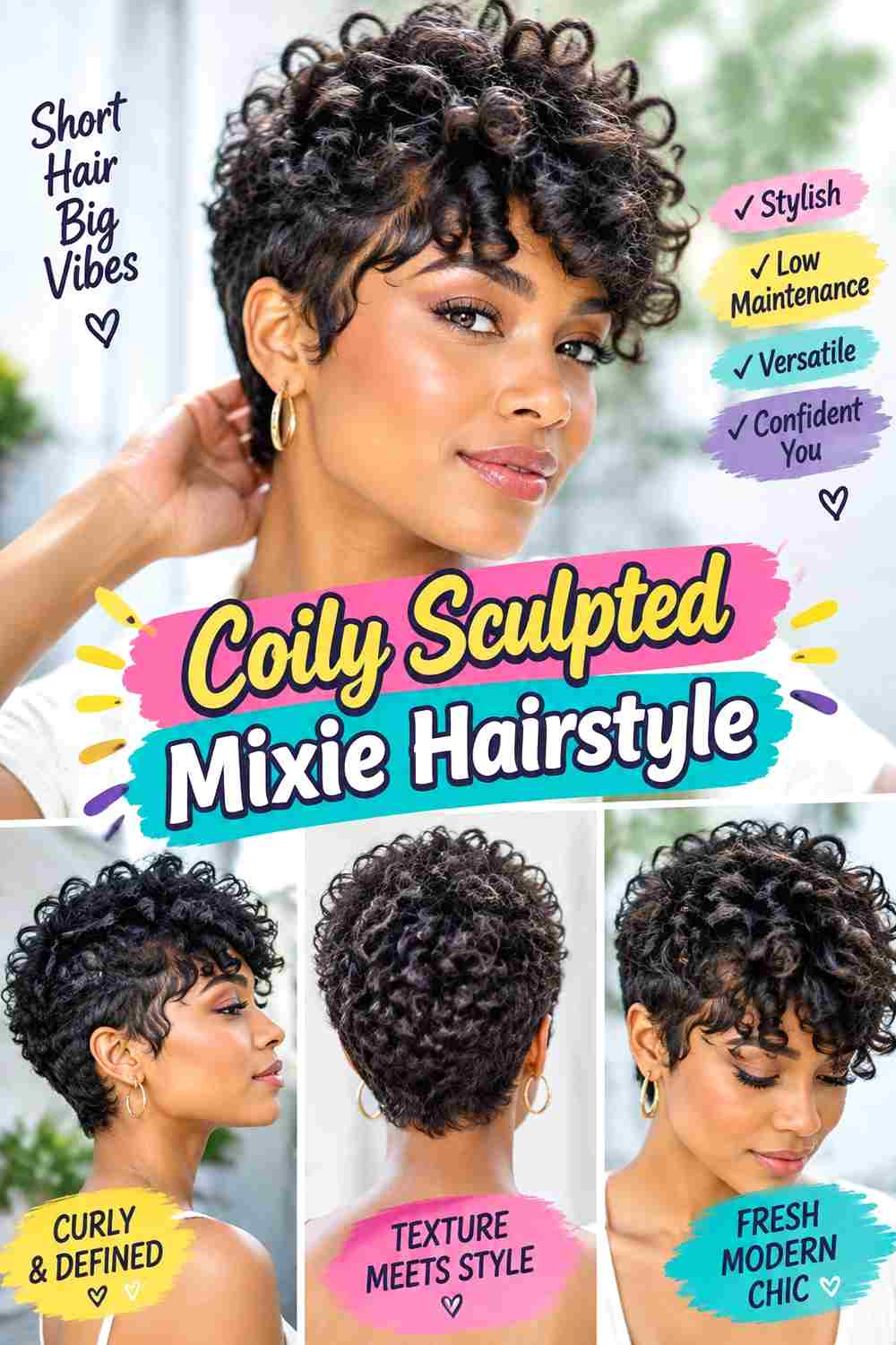 Coily Sculpted Mixie Hairstyle