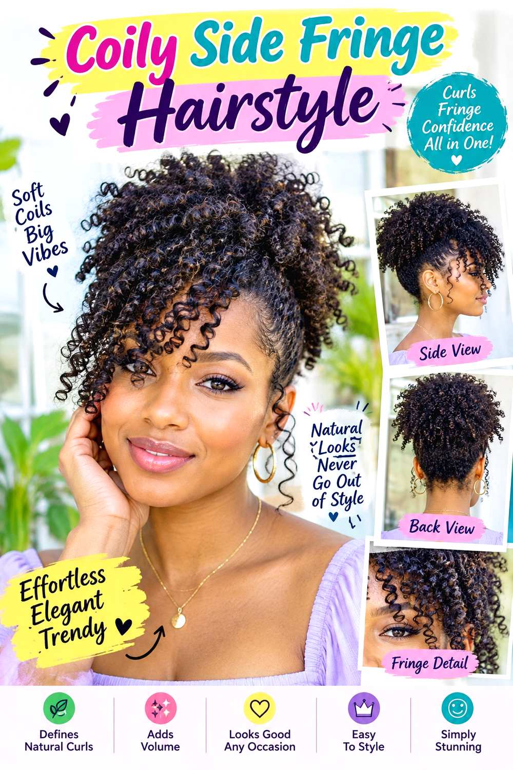 Coily Side Fringe Hairstyle