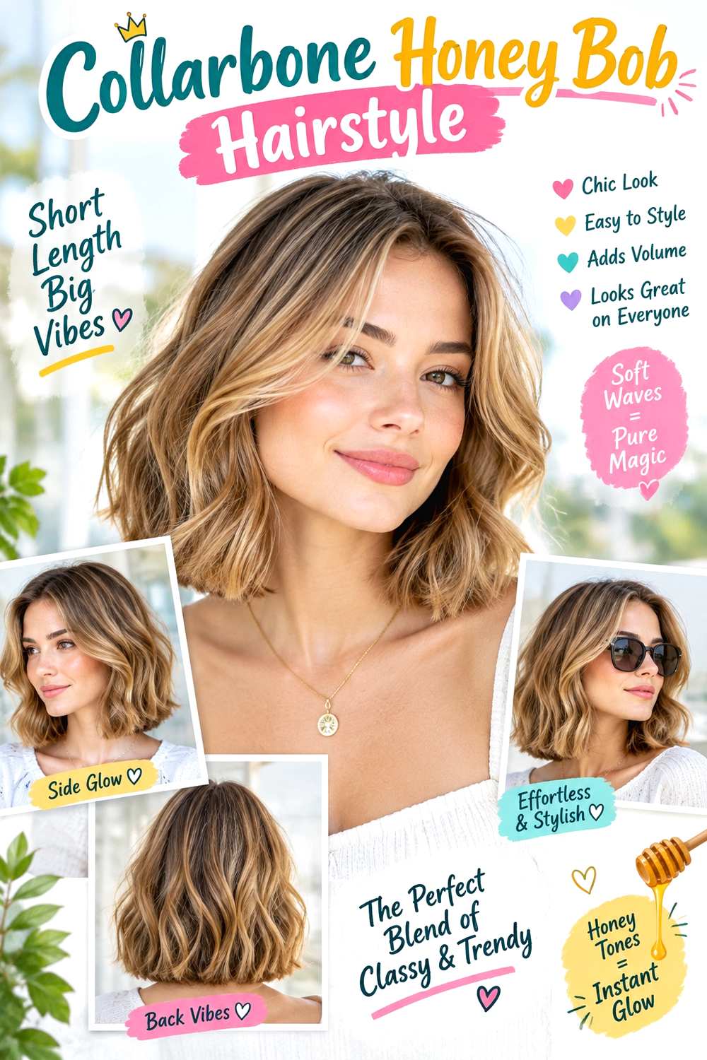 Collarbone Honey Bob Hairstyle