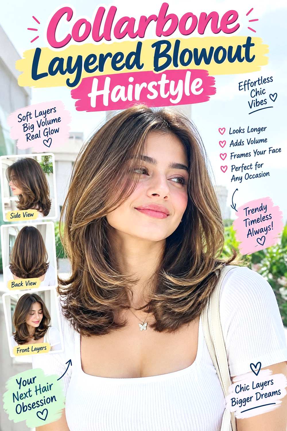 Collarbone Layered Blowout Hairstyle