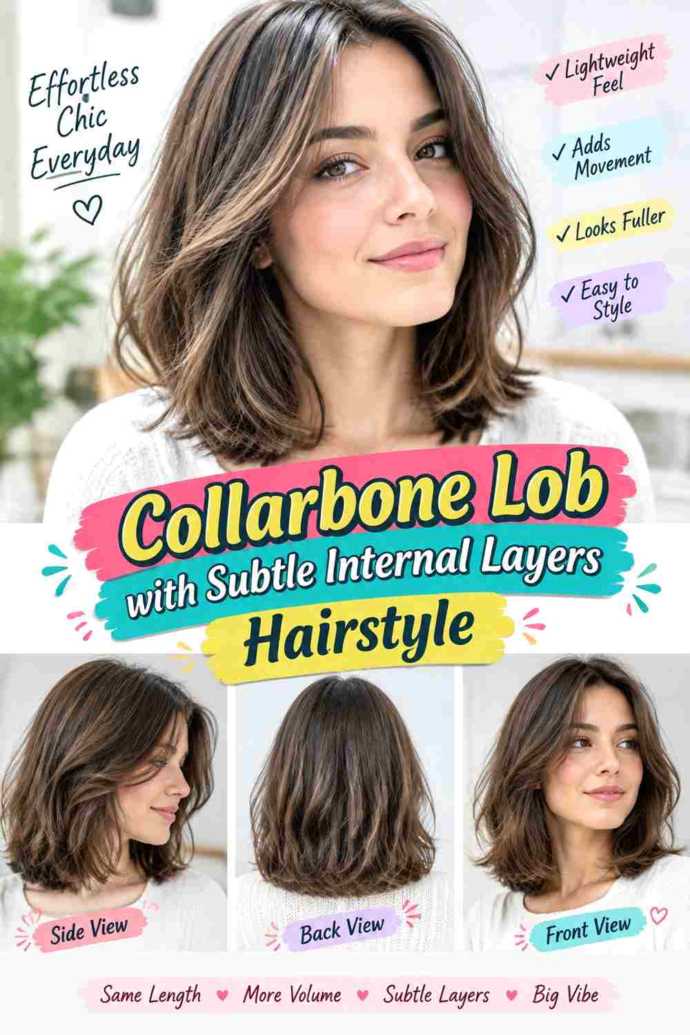 Collarbone Lob with Subtle Internal Layers Hairstyle