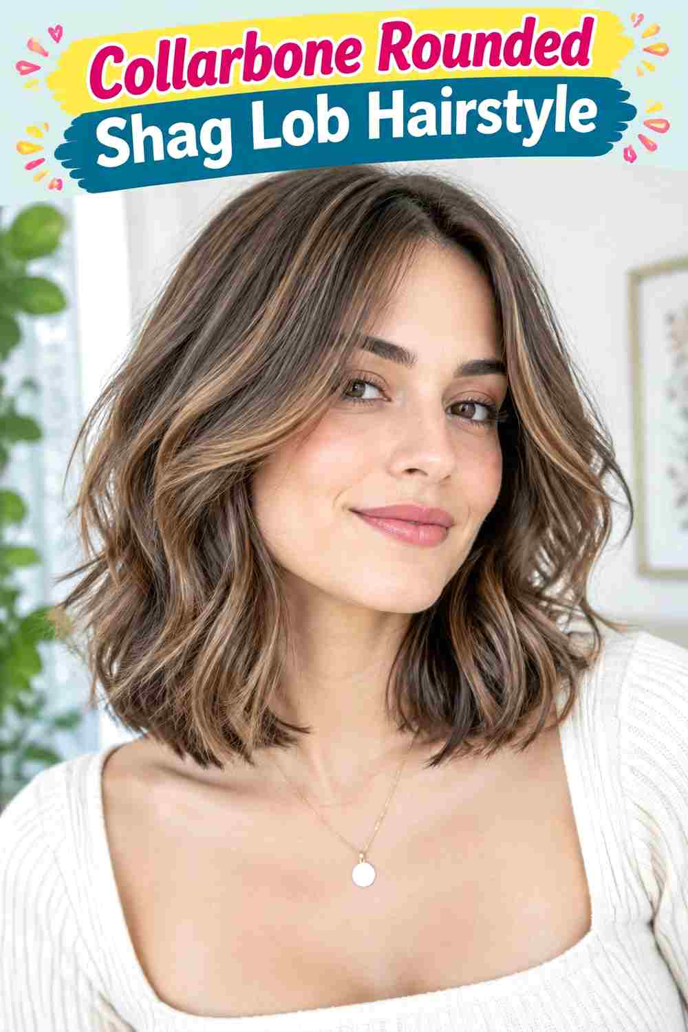 Collarbone Rounded Shag Lob Hairstyle