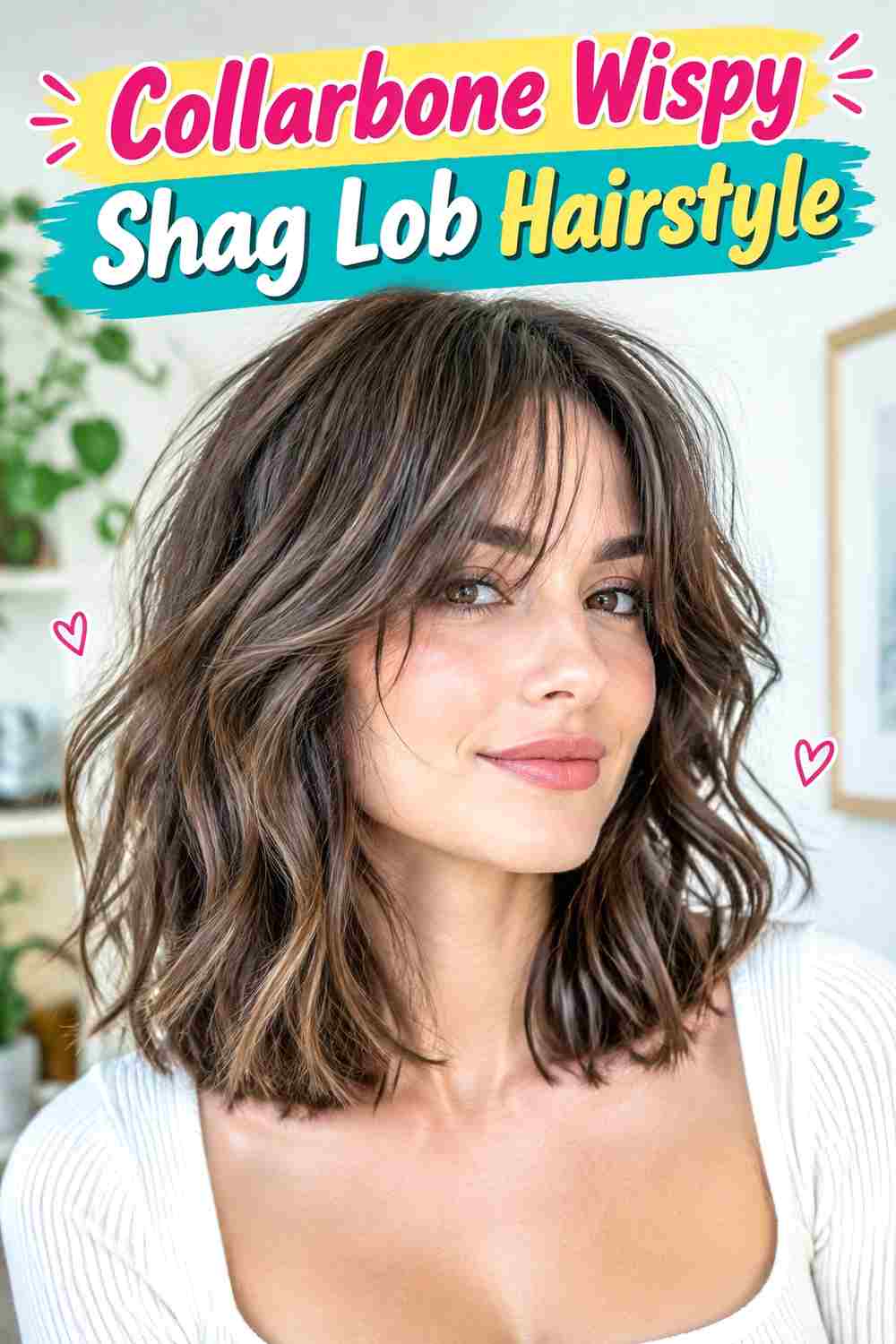 Collarbone Wispy Shag Lob Hairstyle