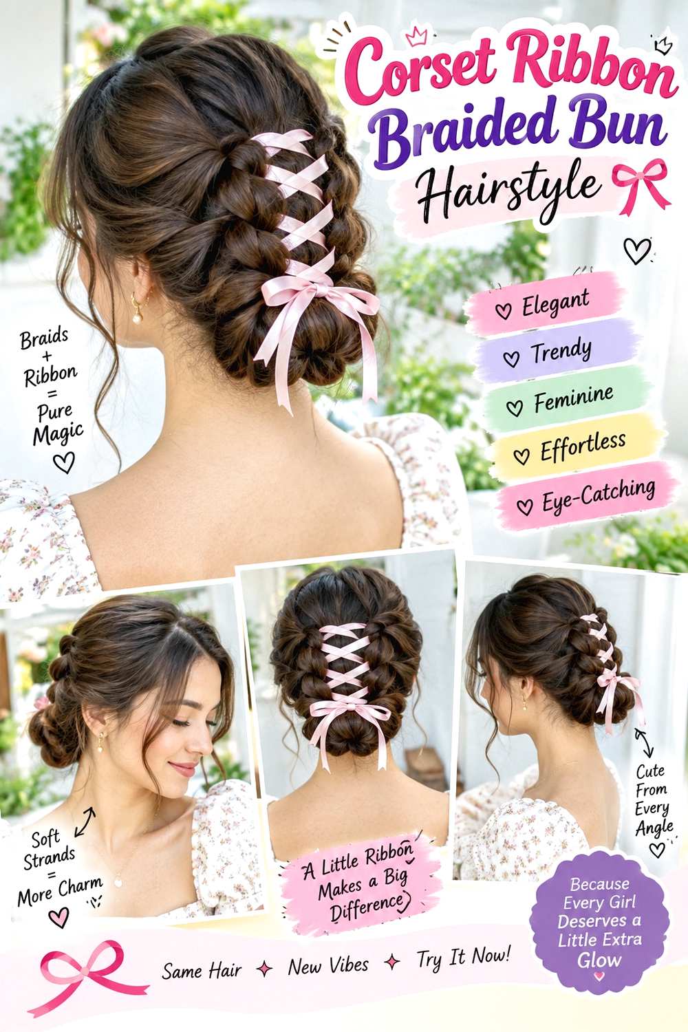Corset Ribbon Braided Bun Hairstyle