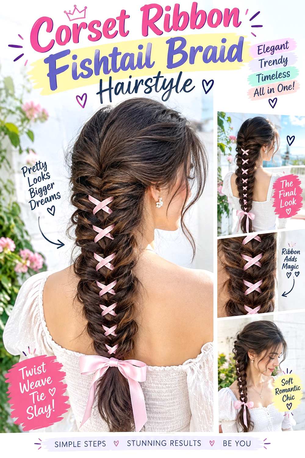 Corset Ribbon Fishtail Braid Hairstyle