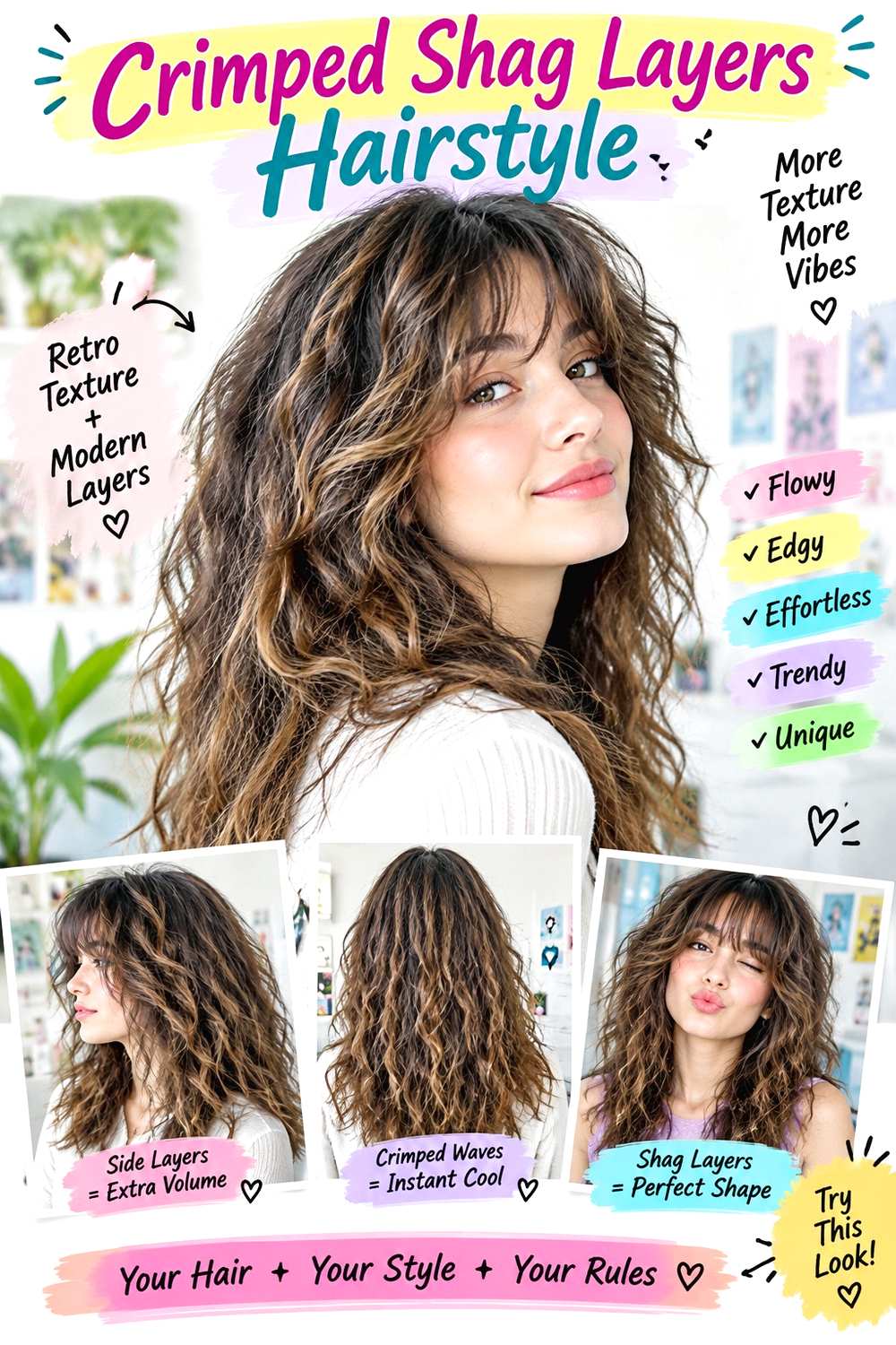 Crimped Shag Layers Hairstyle