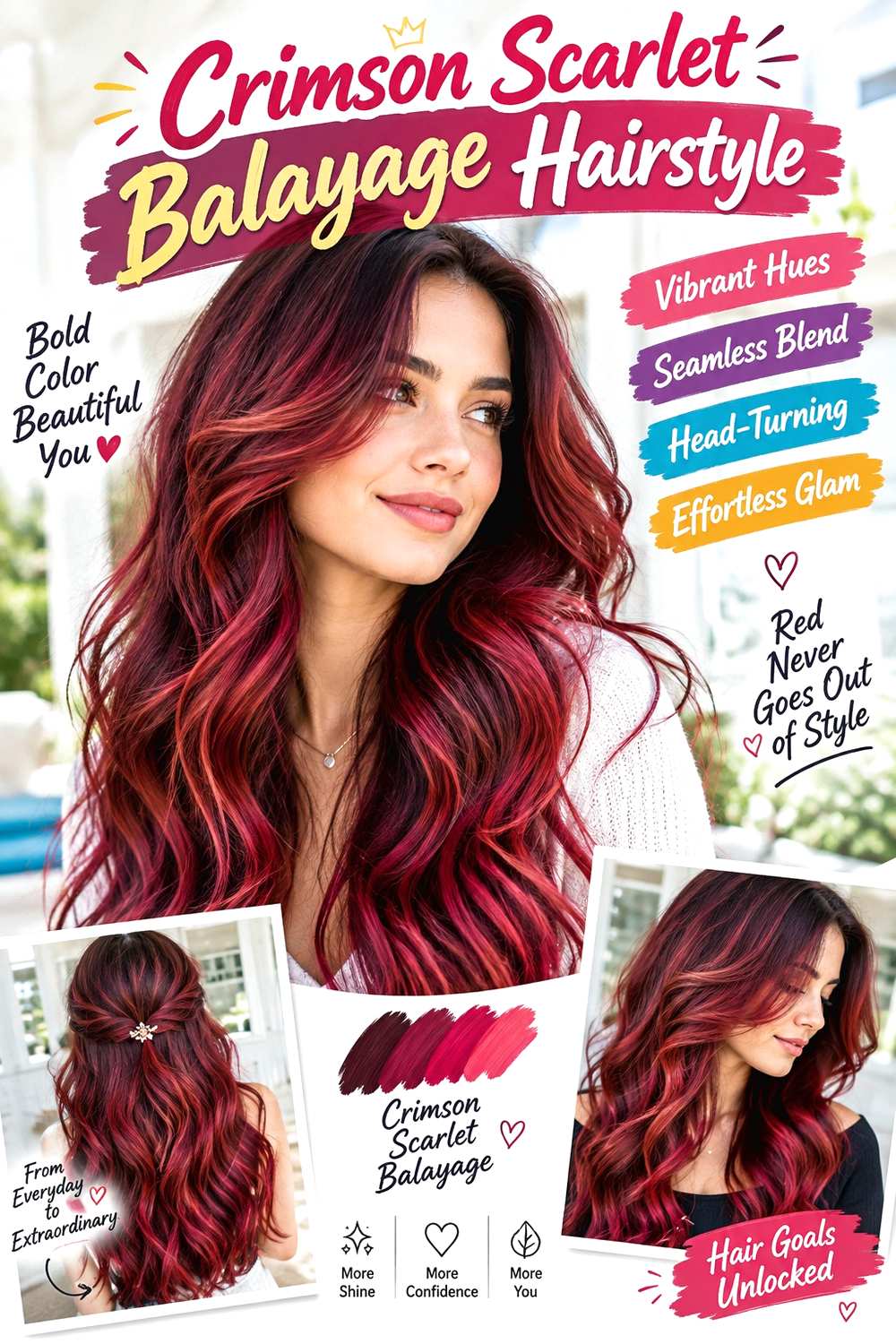 Crimson Scarlet Balayage Hairstyle ()