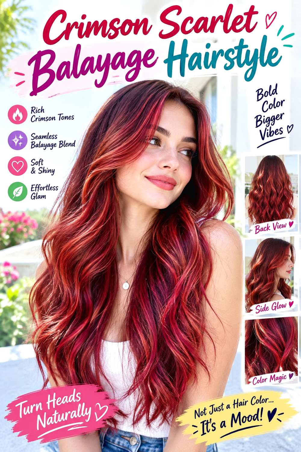 Crimson Scarlet Balayage Hairstyle