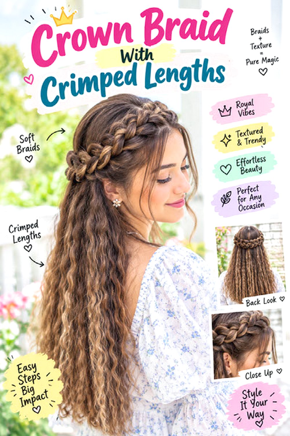 Crown Braid With Crimped Lengths