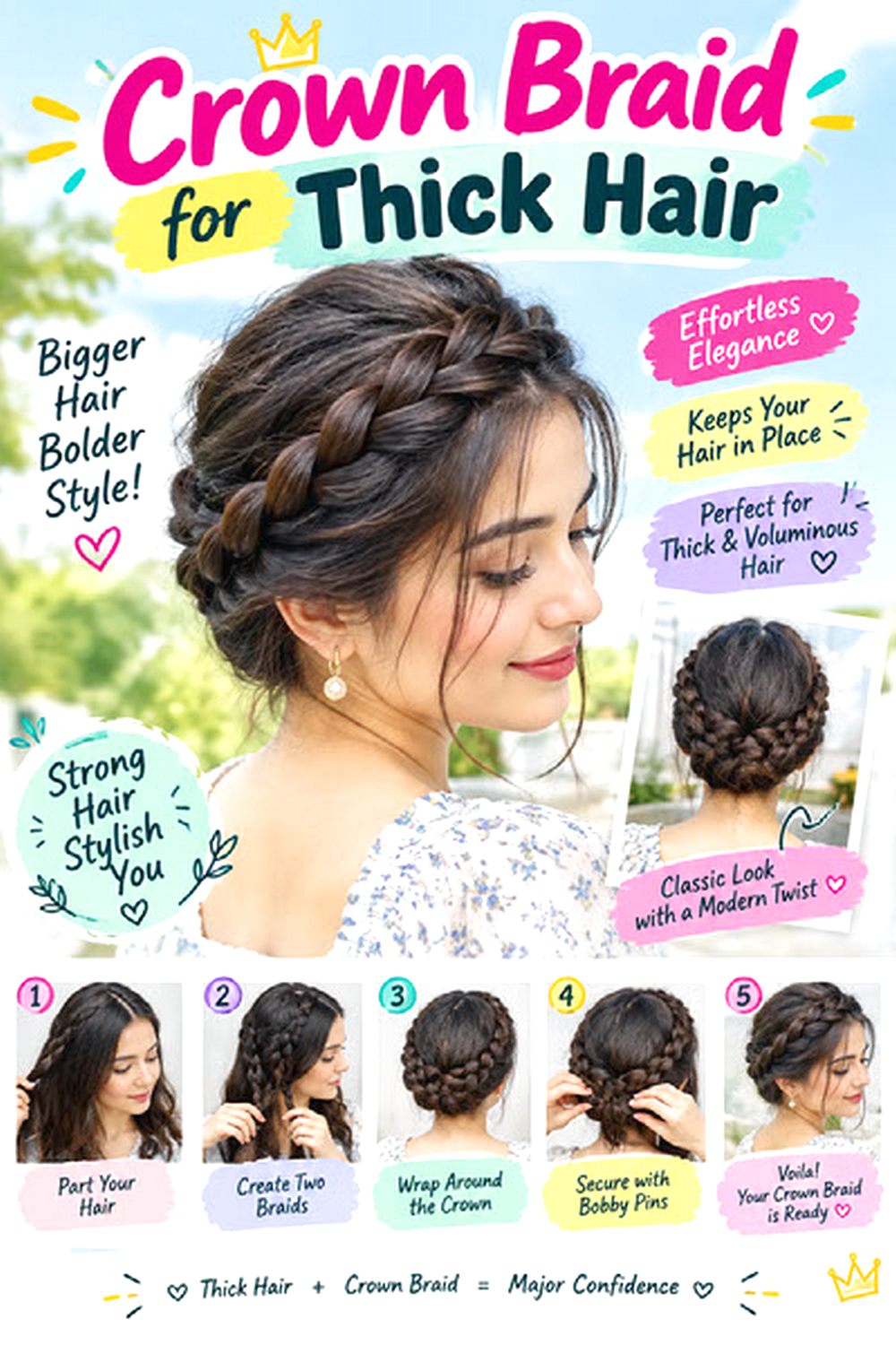 Crown Braid for Thick Hair hairstyle