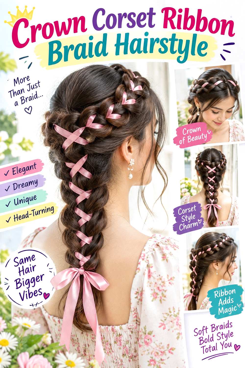 Crown Corset Ribbon Braid Hairstyle