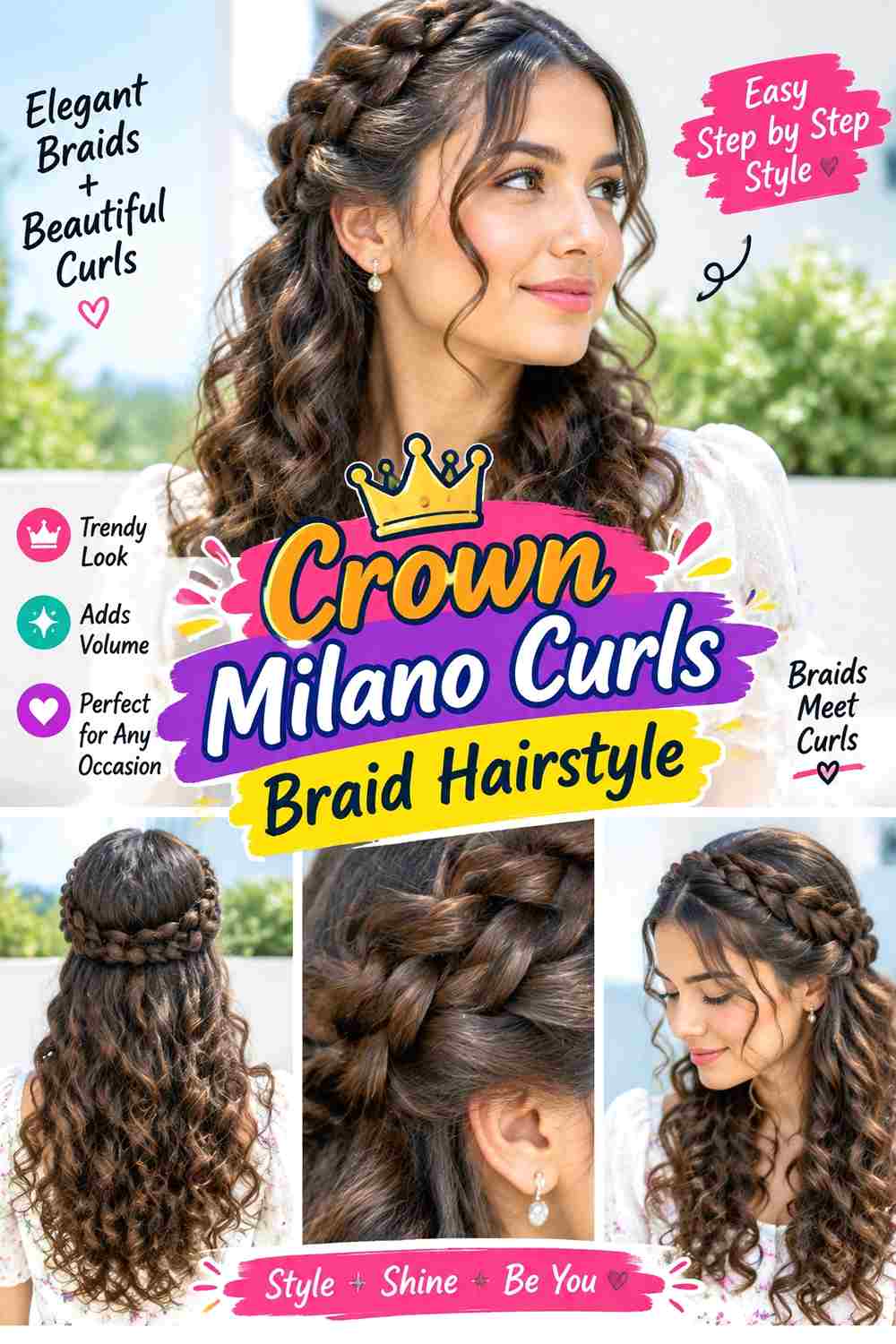 Crown Milano Curls Braid Hairstyle