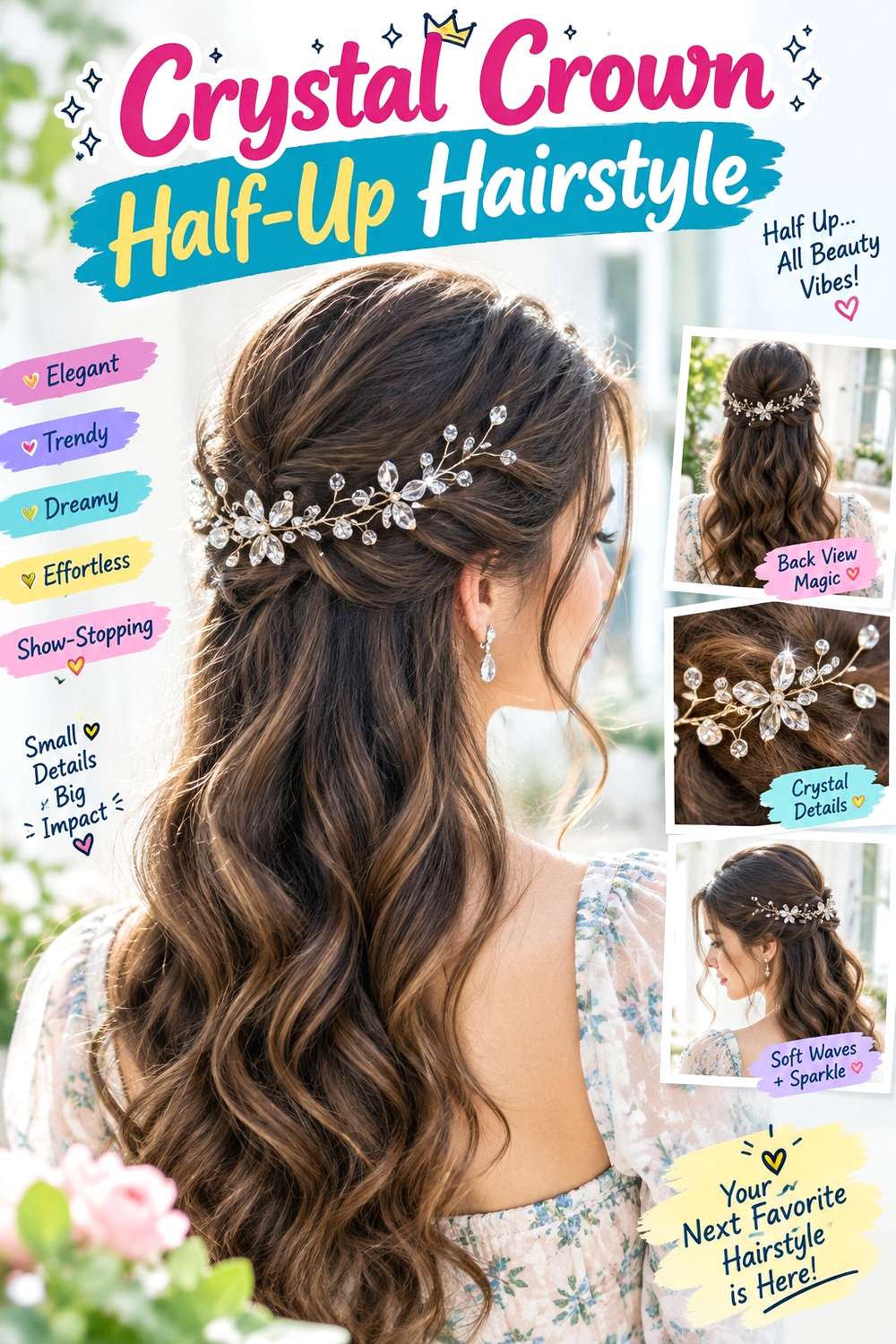 Crystal Crown Half-Up Hairstyle