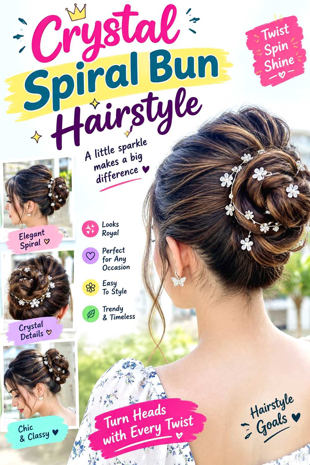 Crystal Spiral Bun Hairstyle