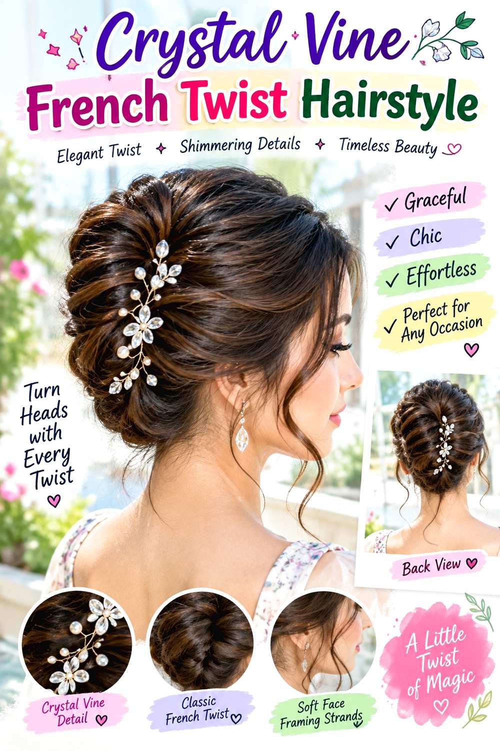 Crystal Vine French Twist Hairstyle