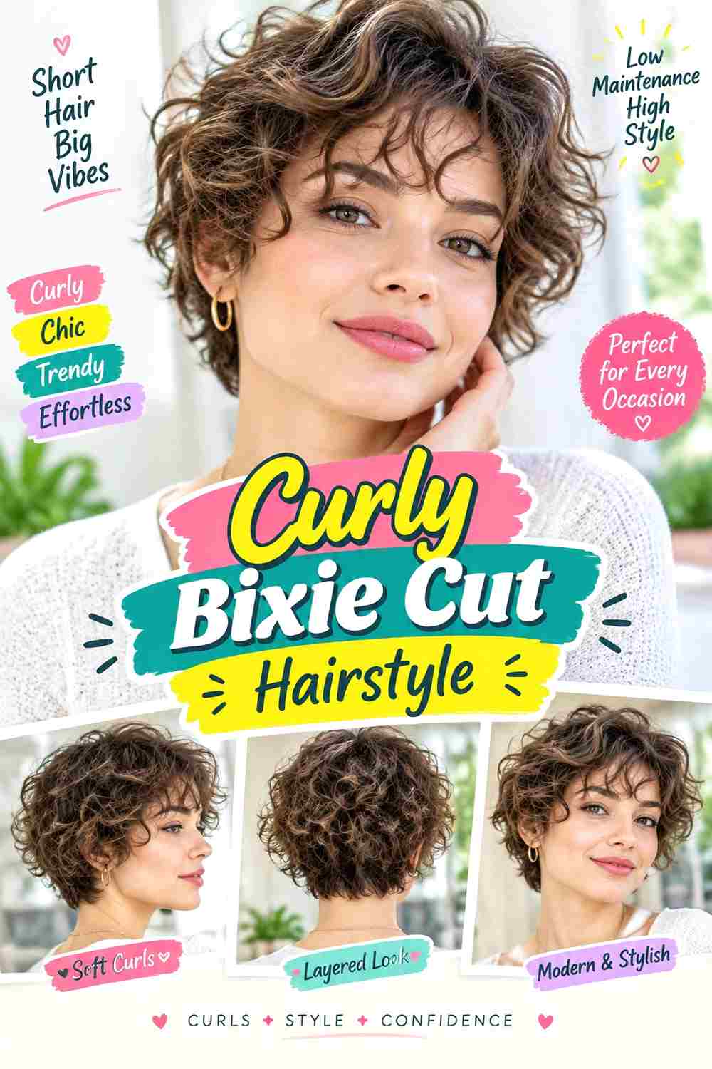 Curly Bixie Cut Hairstyle