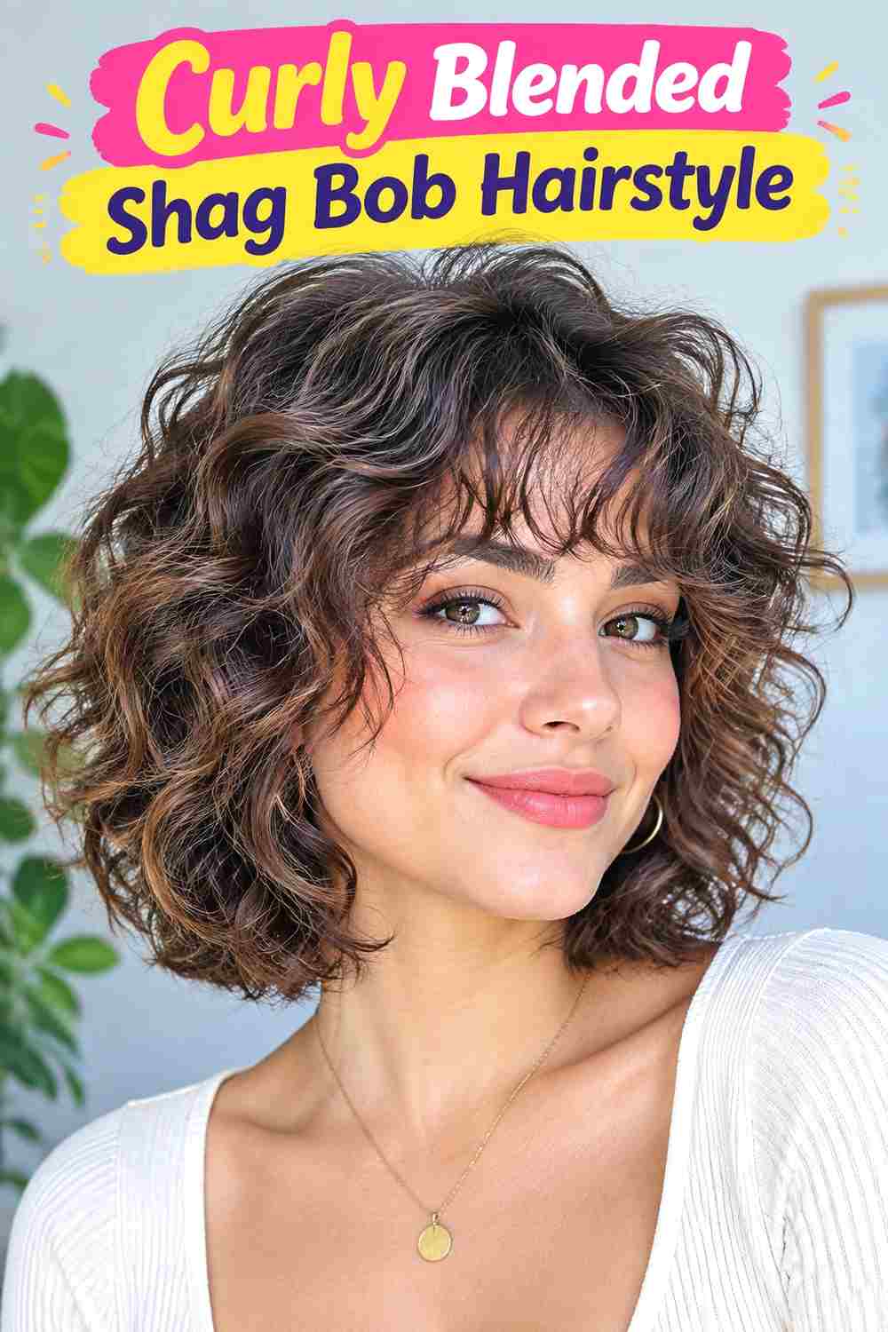 Curly Blended Shag Bob Hairstyle