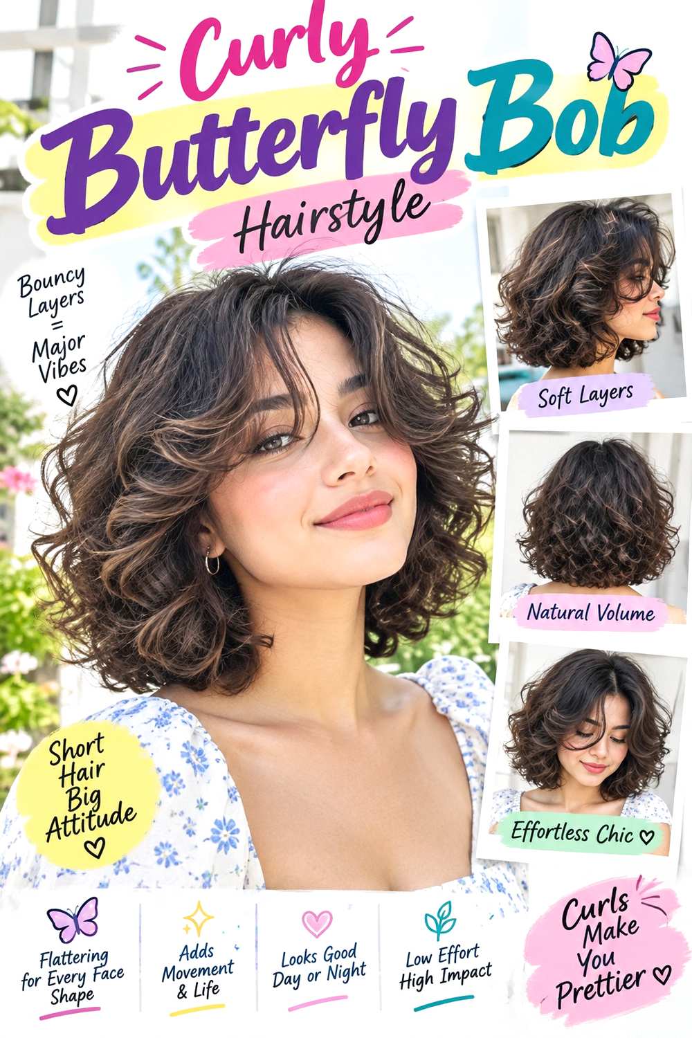 Curly Butterfly Bob Hairstyle