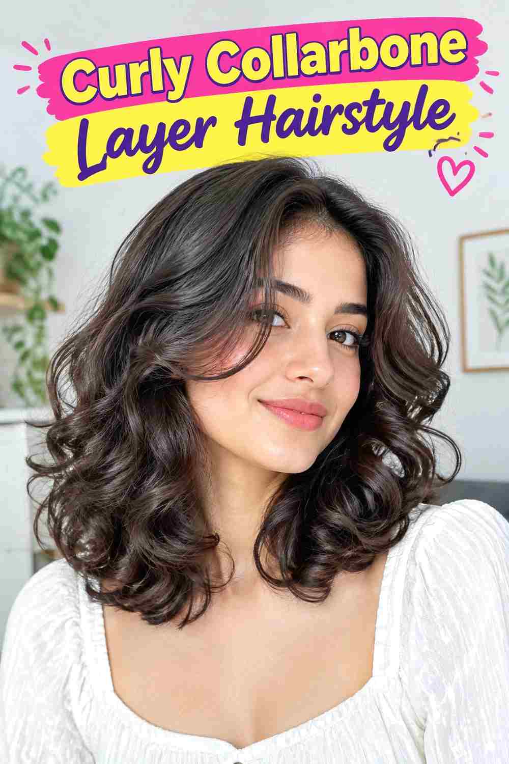 Curly Collarbone Layer Hairstyle