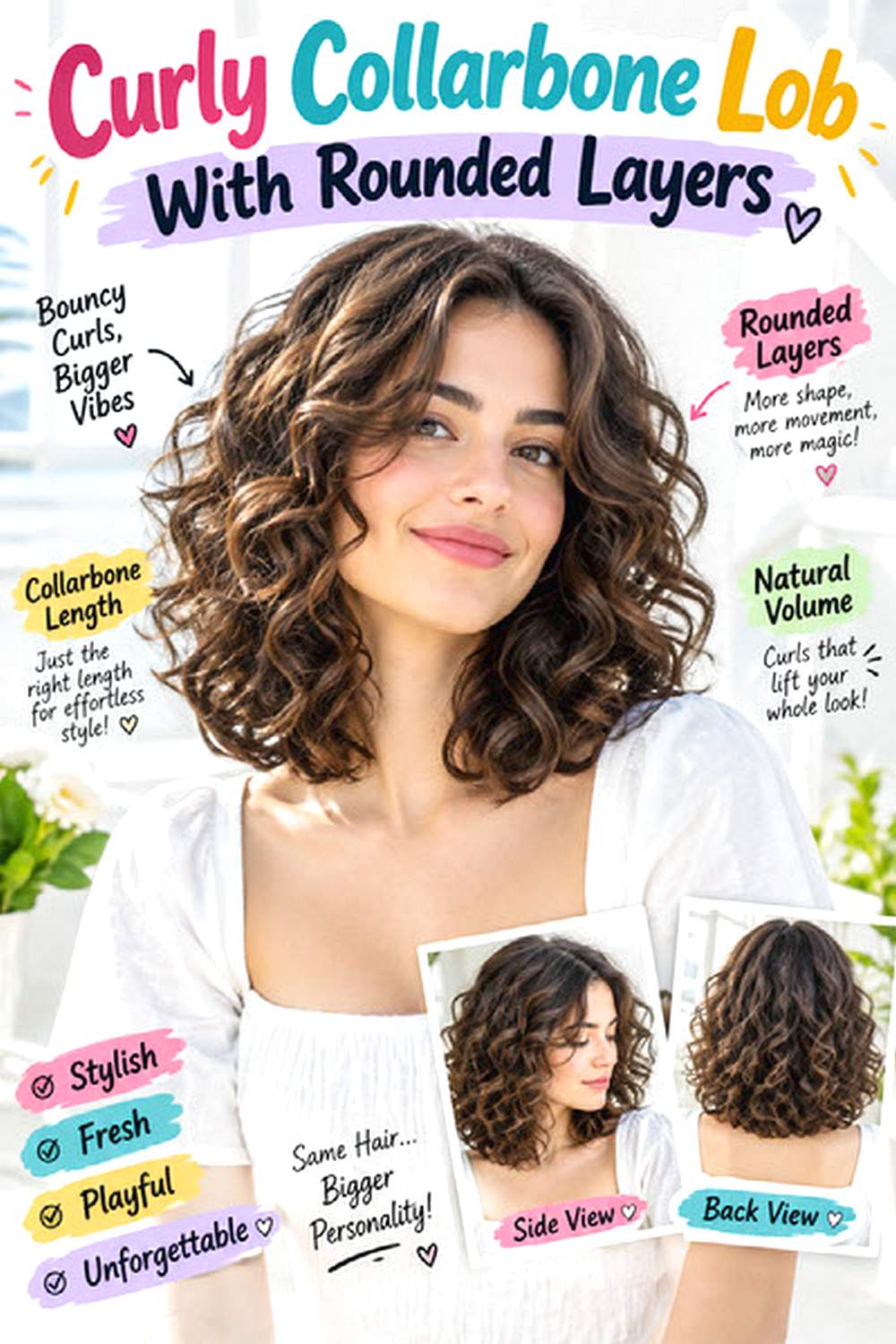 Curly Collarbone Lob With Rounded Layers