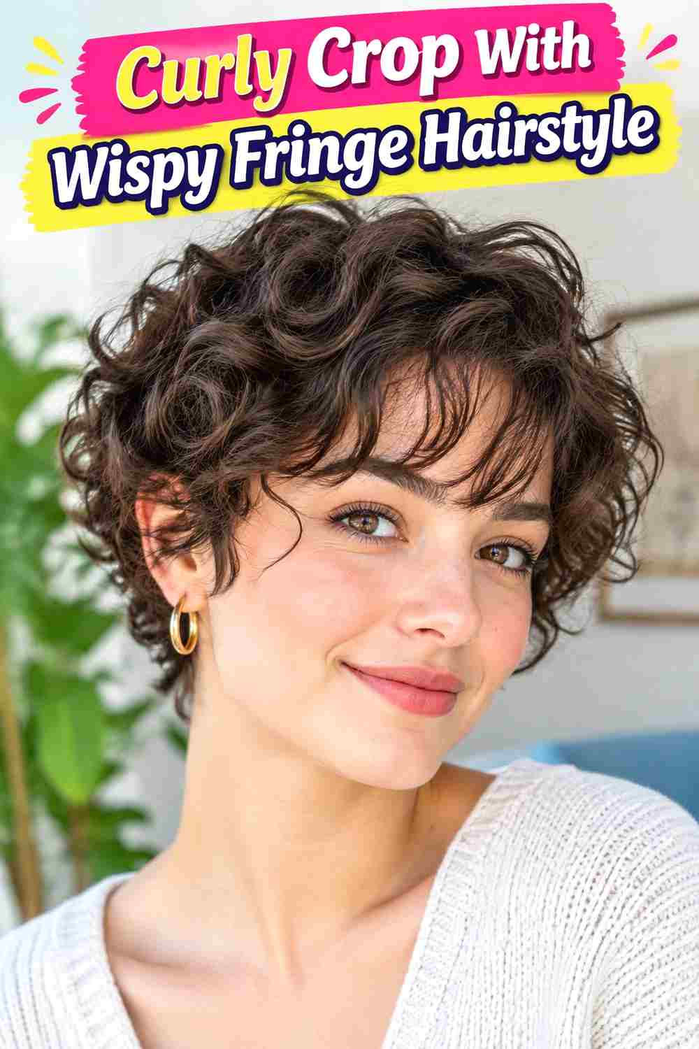 Curly Crop With Wispy Fringe Hairstyle