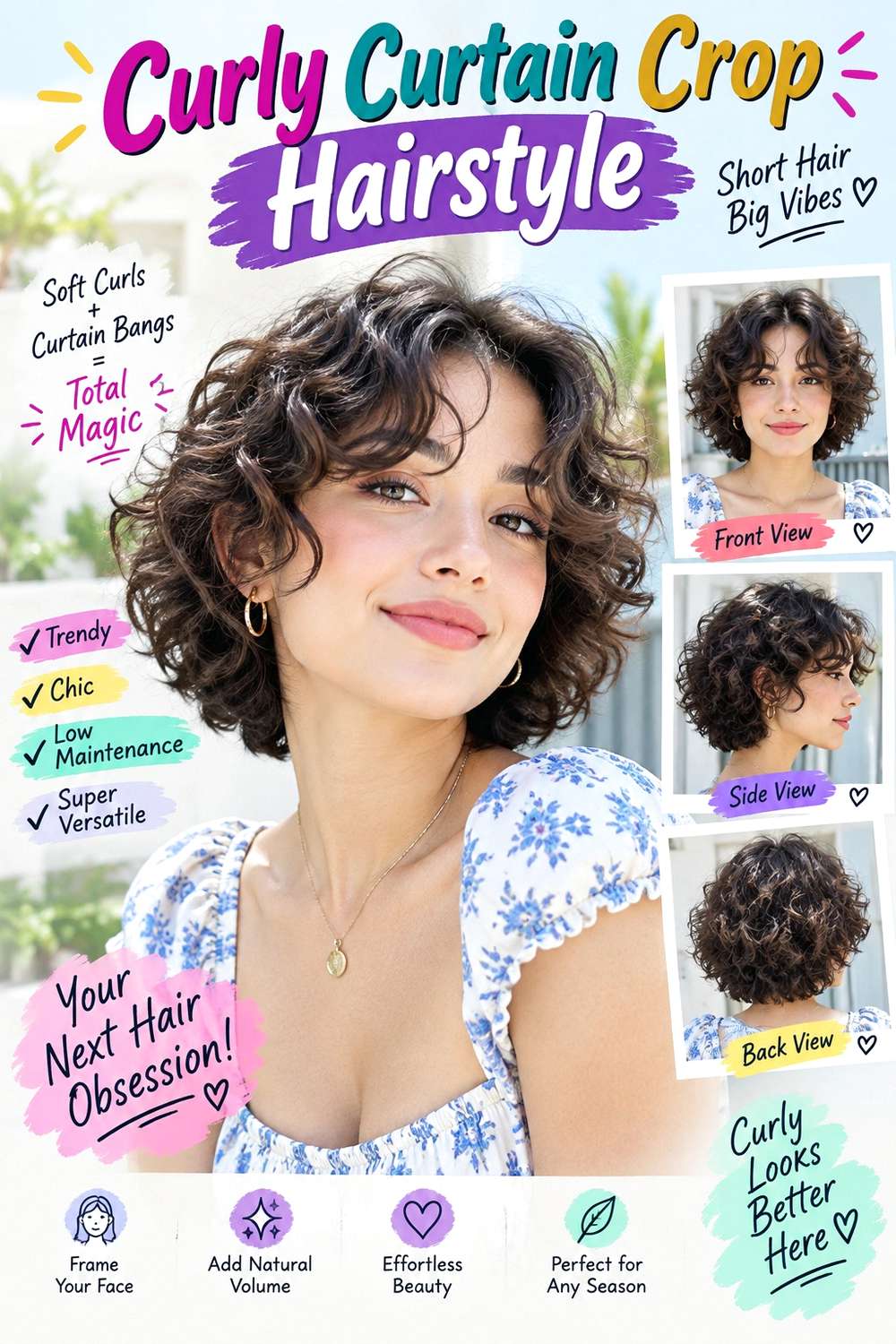 Curly Curtain Crop Hairstyle