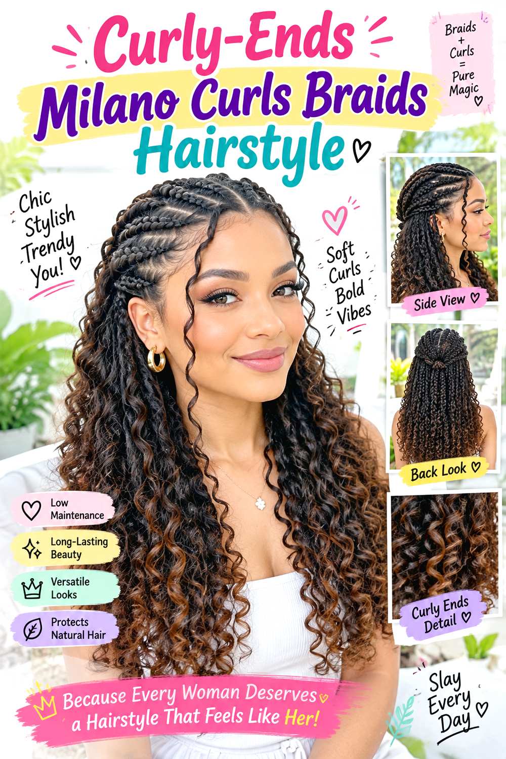 Curly-Ends Milano Curls Braids Hairstyle