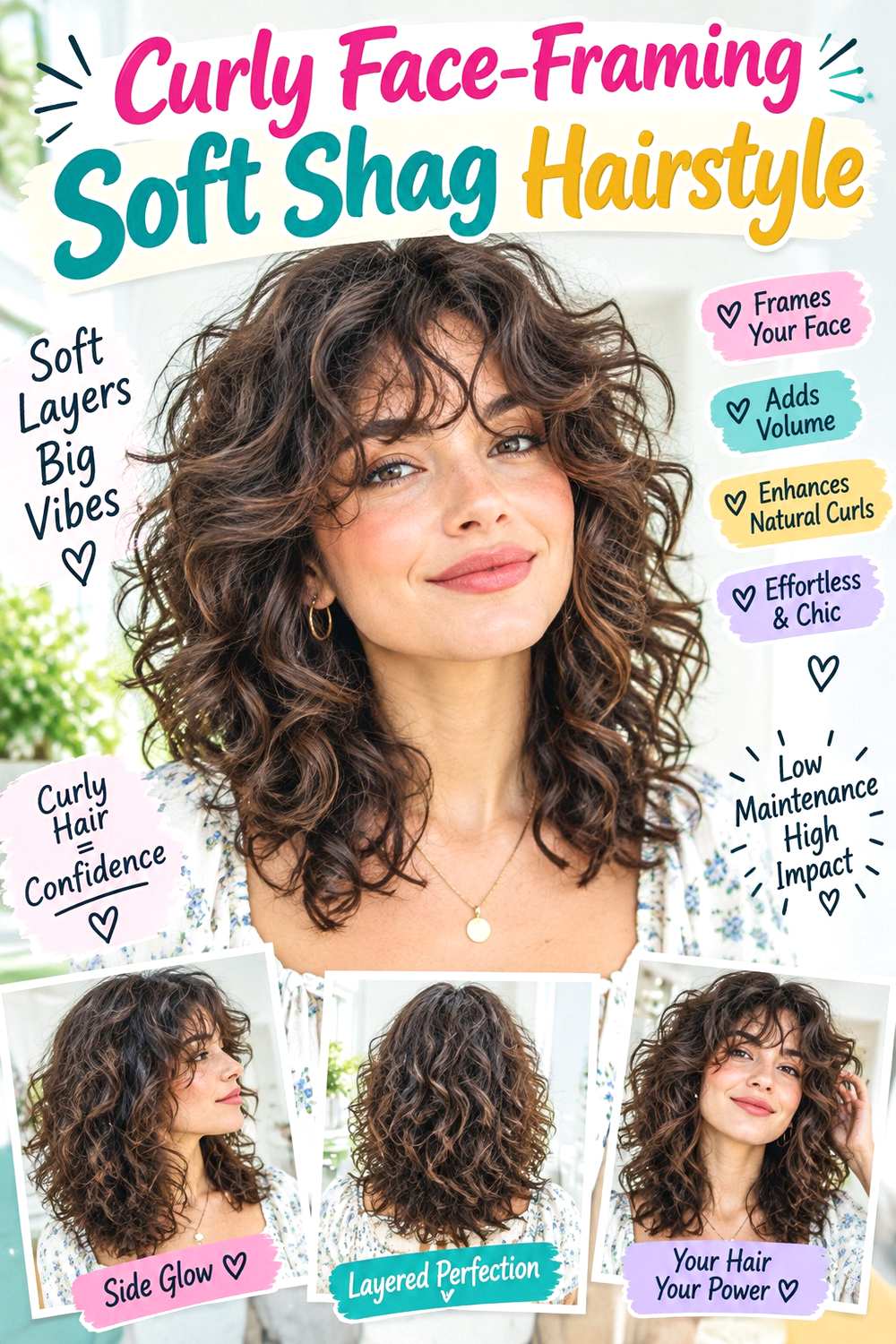 Curly Face-Framing Soft Shag Hairstyle