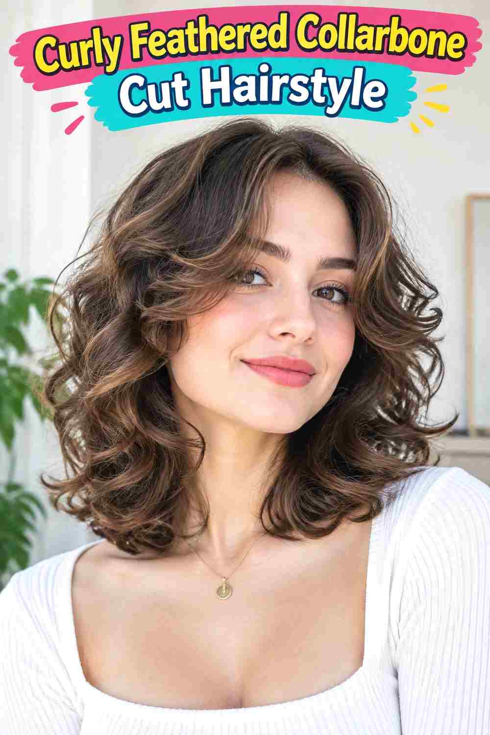 Curly Feathered Collarbone Cut Hairstyle