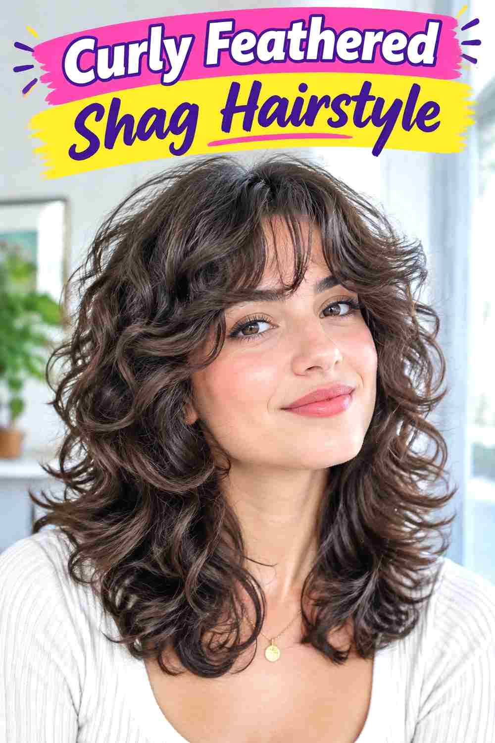 Curly Feathered Shag Hairstyle