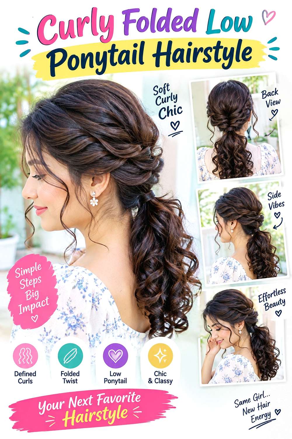 Curly Folded Low Ponytail Hairstyle