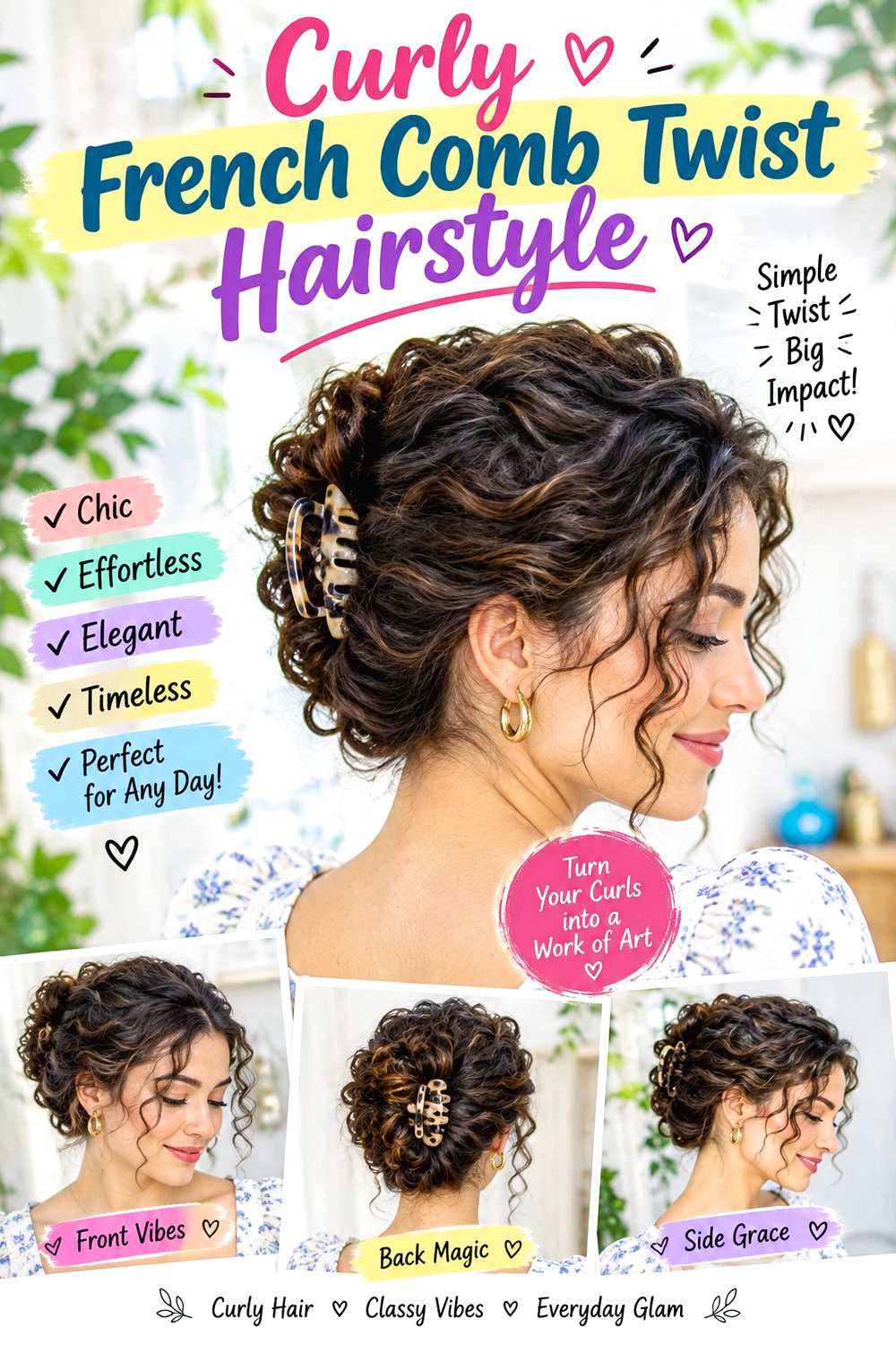 Curly French Comb Twist Hairstyle