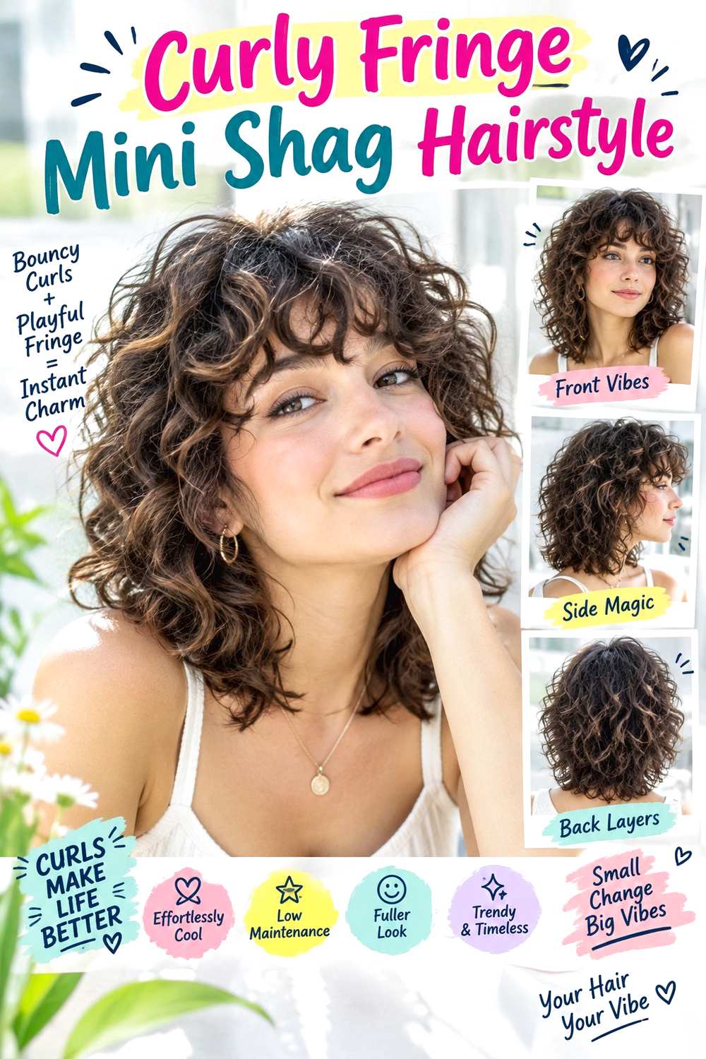 Curly Fringe Mini Shag Hairstyle