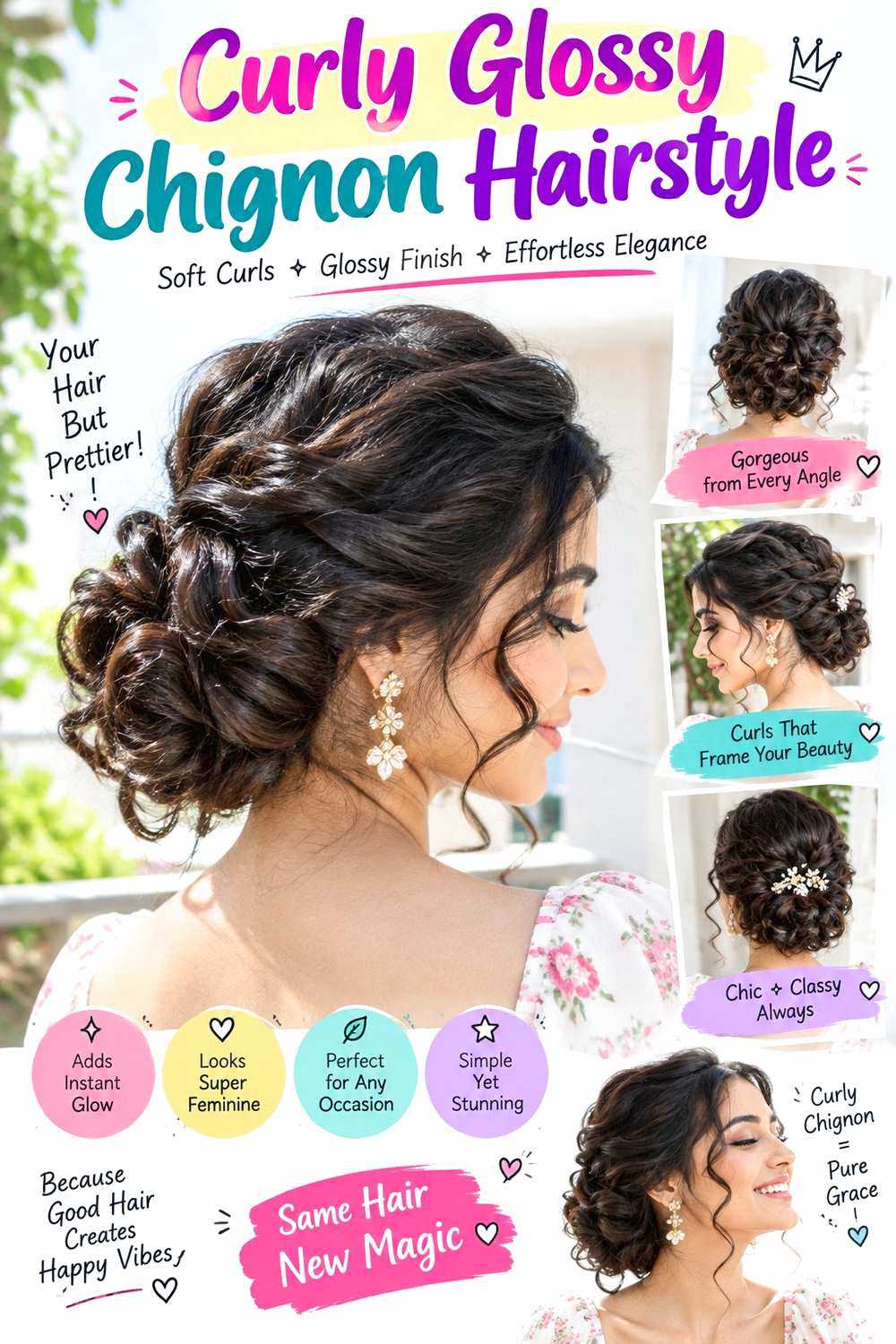 Curly Glossy Chignon Hairstyle
