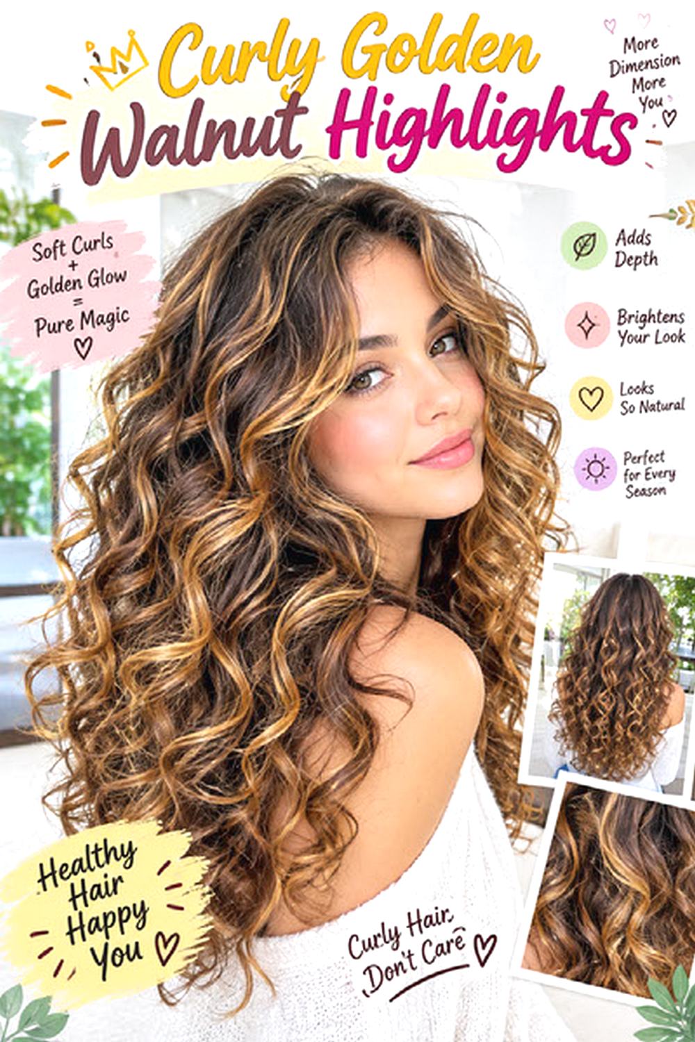 Curly Golden Walnut Highlights