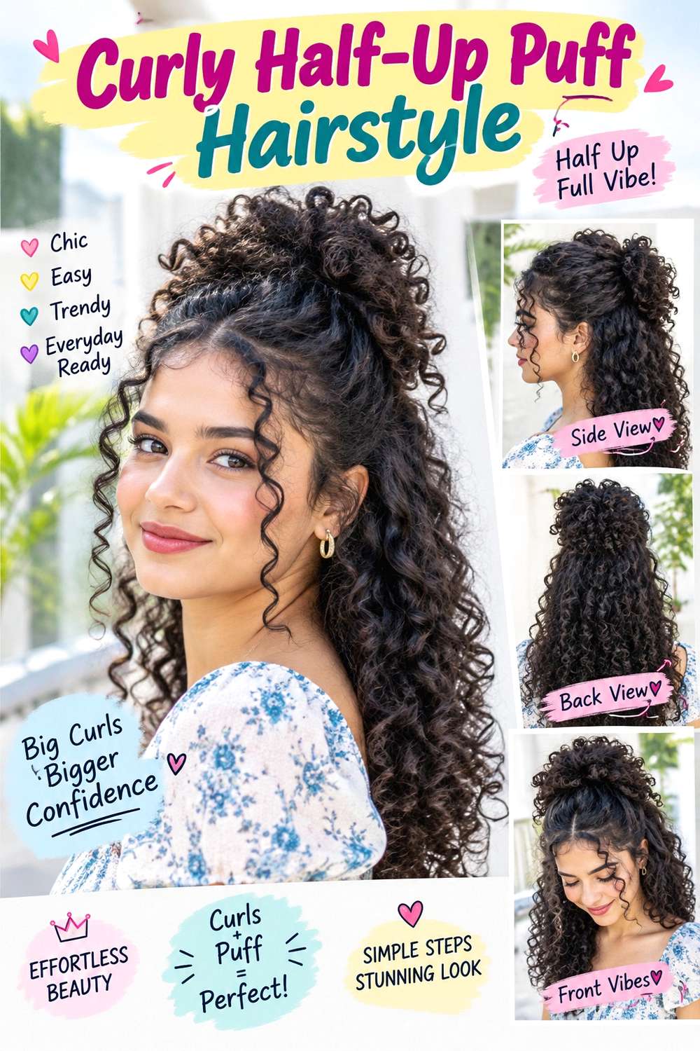 Curly Half-Up Puff Hairstyle