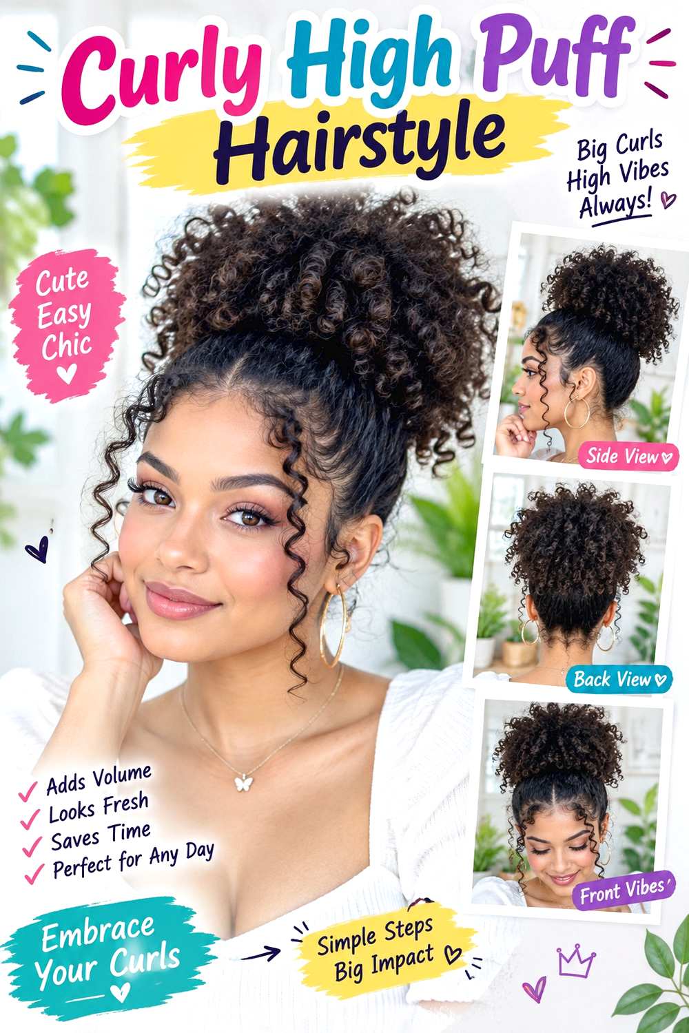 Curly High Puff Hairstyle ()