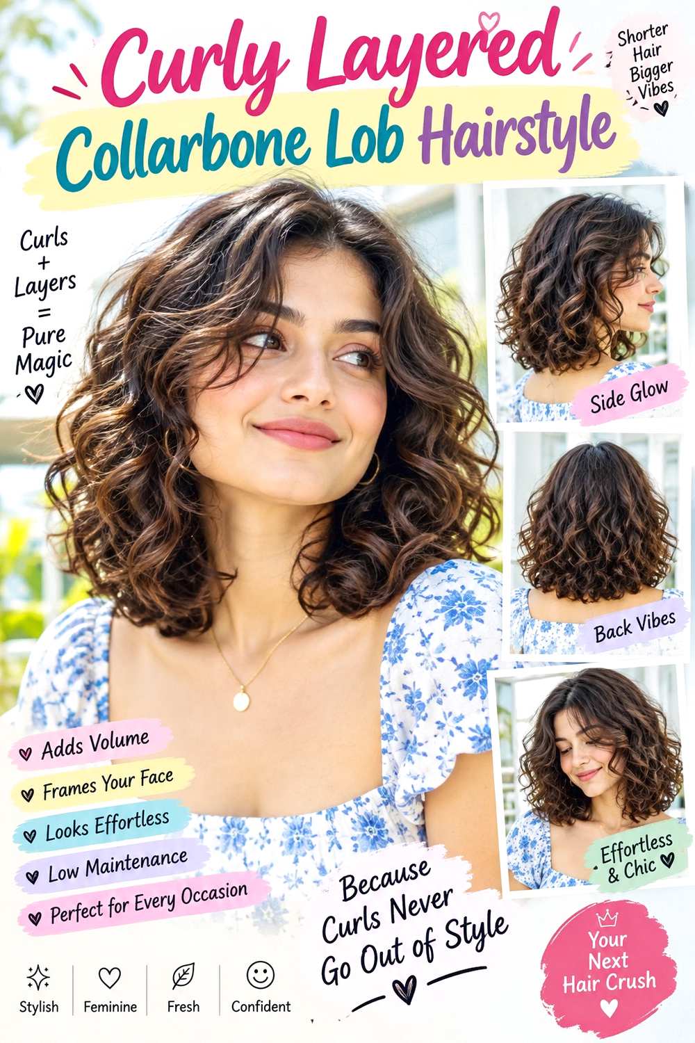 Curly Layered Collarbone Lob Hairstyle