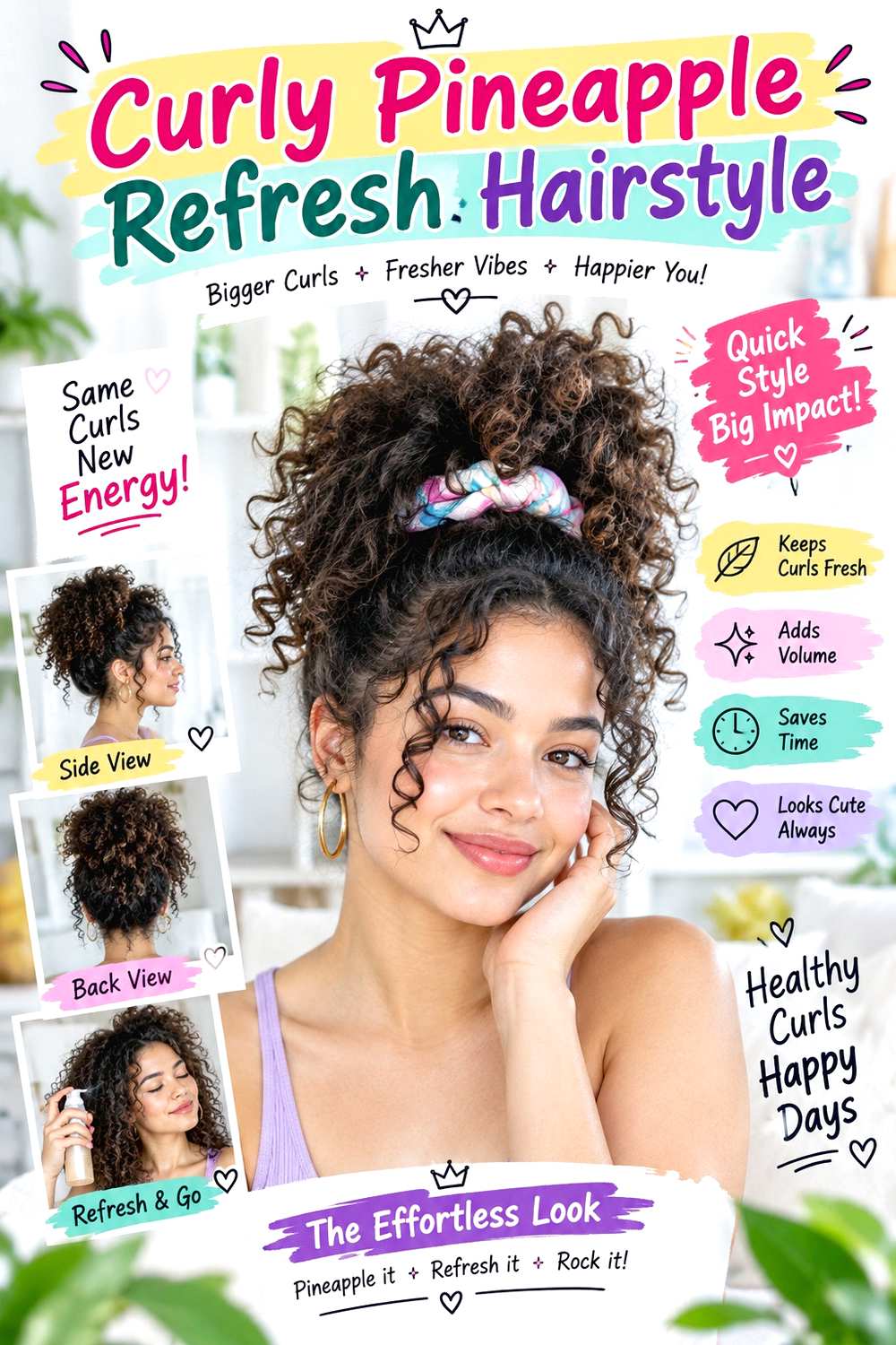 Curly Pineapple Refresh Hairstyle ()