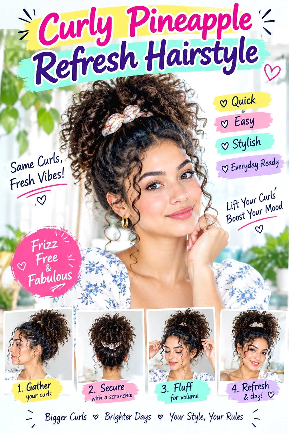 Curly Pineapple Refresh Hairstyle