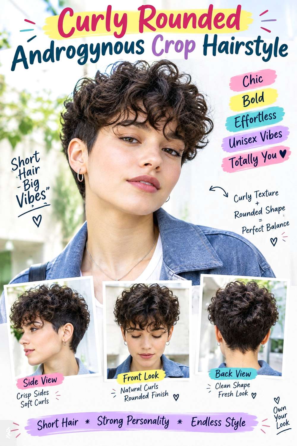 Curly Rounded Androgynous Crop Hairstyle