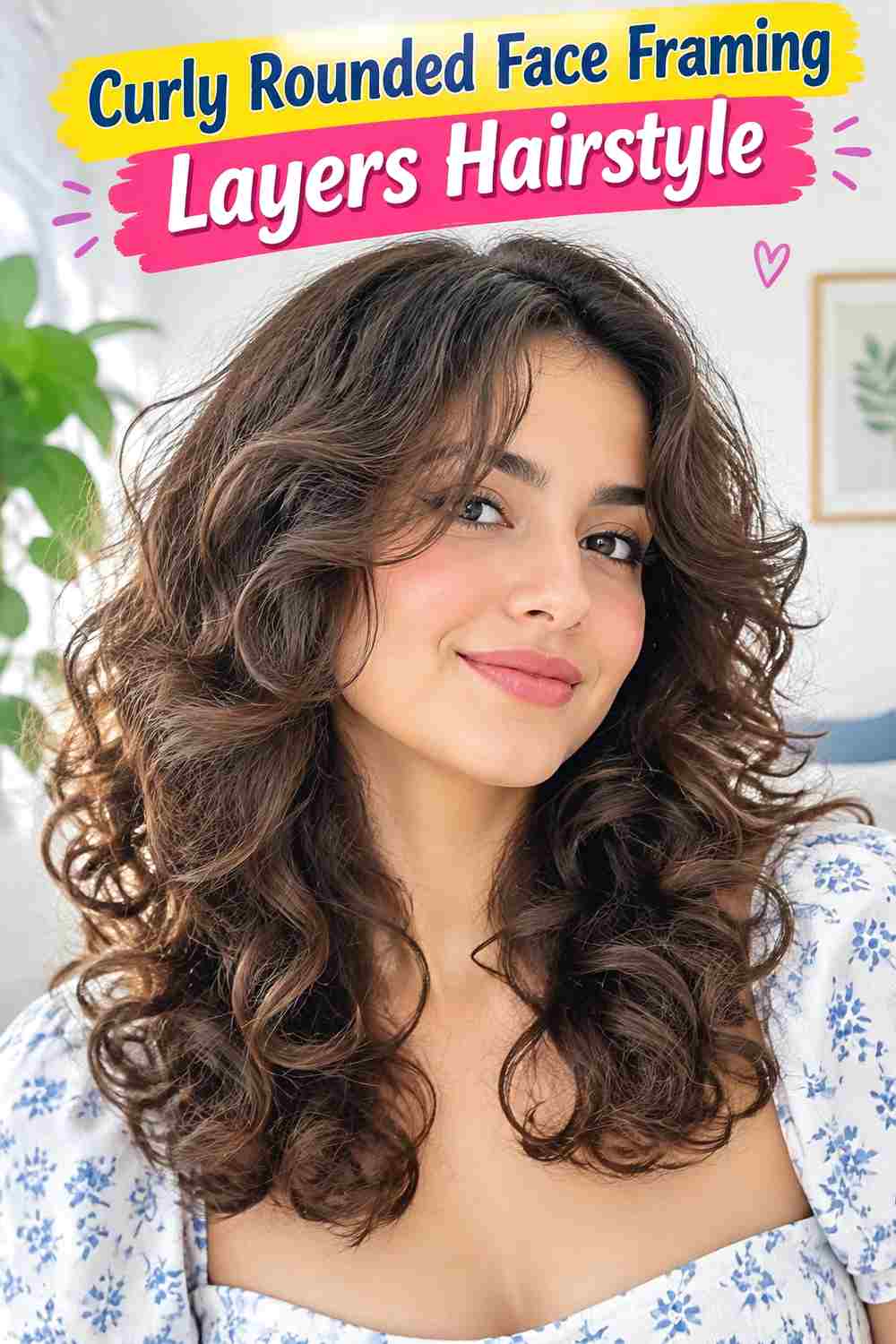 Curly Rounded Face Framing Layers Hairstyle