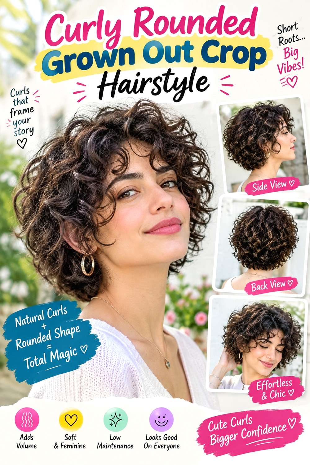 Curly Rounded Grown Out Crop Hairstyle