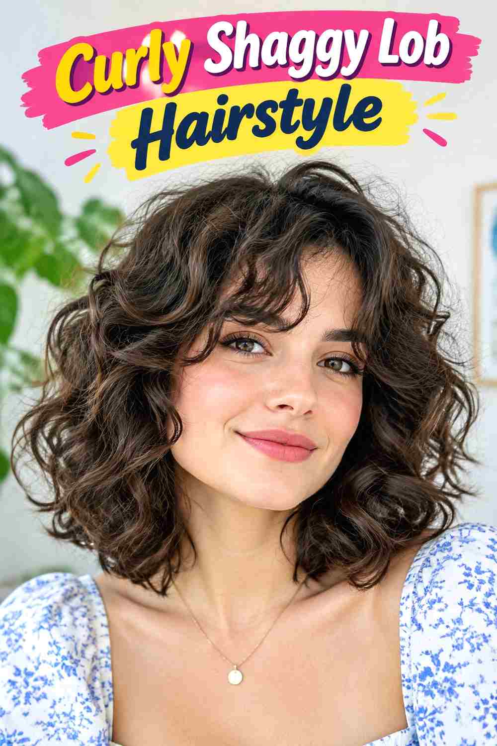 Curly Shaggy Lob Hairstyle