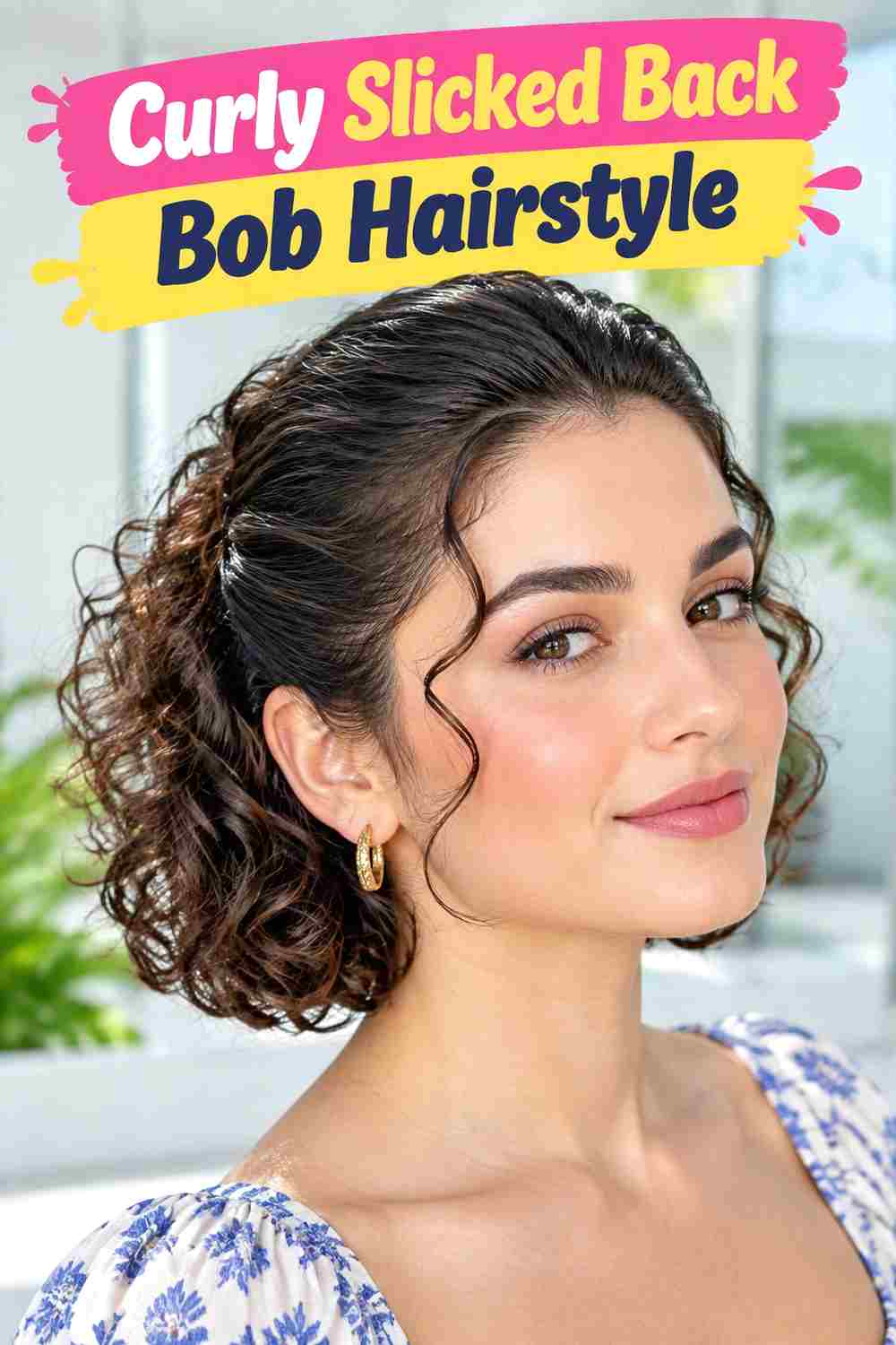 Curly Slicked Back Bob Hairstyle